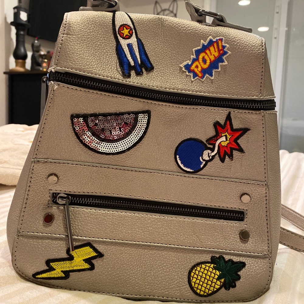 Retro Patchwork Silver Backpack - image 5